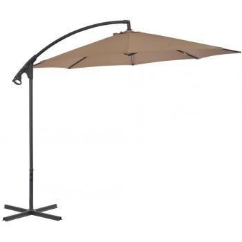 Taupe Outdoor Cantilever Parasol with Steel Pole, Diameter: 300 cm