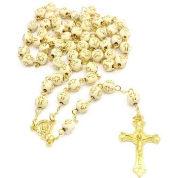 Religious Jesus Cross Bead Rosary Necklace for Men