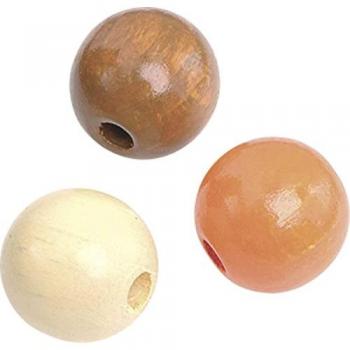 Perles en bois 10 mm, assorties naturelles et orange, 50 unités