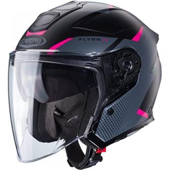 Casco Jet Negro Rosa Caberg Flyon II Boss (XS)