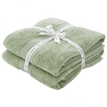 Set of Two Catherine Lansfield Anti‑Bacterial Bath Sheets in Soft Green