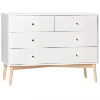 Cómoda de Melamina y Lacado Blanco con 4 Cajones 100x76 cm