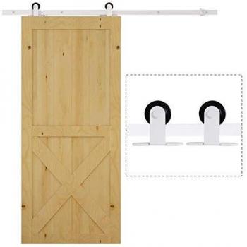 Homcom 6FT Rustic Steel Sliding Barn Door Hardware Rail System
