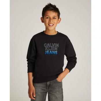 Calvin Klein Flock Gradient Logo Hoodie for Boys, Black, 8 Years