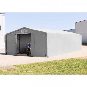 ToolPort 8x16m Industrial PVC Tent – Grey, 3.0m Sides, Sliding Door, 850mm Height
