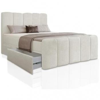 Manitoba 180x200 cm Boxspringbett – Bettkasten mit zwei Schubladen, Topper beige
