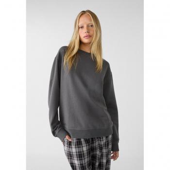 Felpa grigia con collo rotondo Stradivarius L