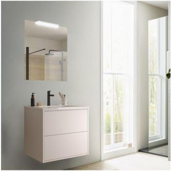 Caesaroo Olympus: mueble de baño suspendido 60 cm en madera blanca con lavabo porcelánico