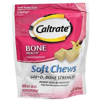 Caltrate 600+D Supplément de Calcium et Vitamine D, Crème Vanille 60 softchews (Pack de 1)