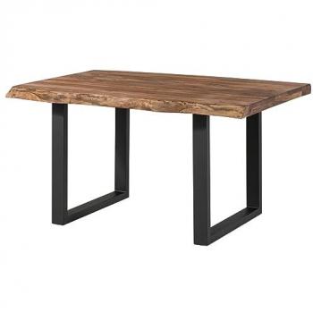 Massivmoebel24 Baumtisch Sheesham 140x90x77 grau gebeizt / U-Beine anthrazit matt freeform 5