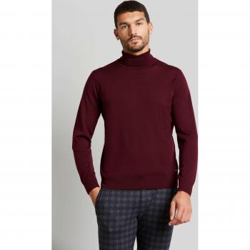 Bugatti Rollkragenpullover aus 100 % Merinowolle in Brombeere