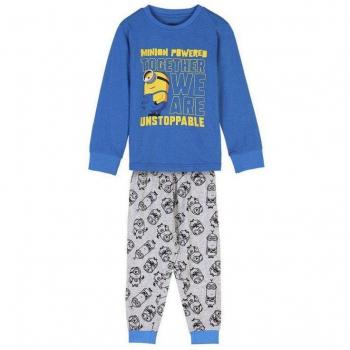 Pijamas de manga larga “Powered” en azul, diseño Minions