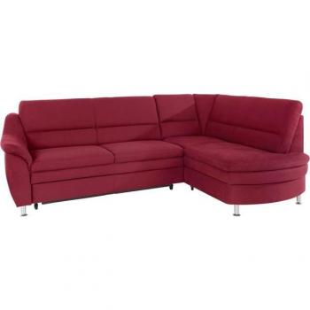 Ecksofa Cardoso L‑Form – Rot Bordeaux, Federkern, inkl. Schubkasten & Schlaffunktion