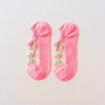 6 Pairs of Women's Transparent Fruit Print Socks