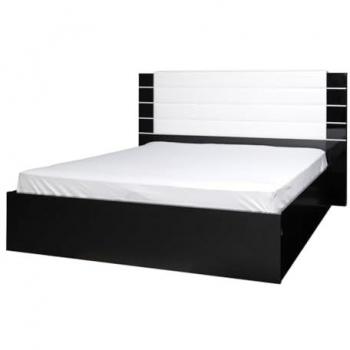 Letto Lina 160x200 Lattuga di Velluto Nero e Bianco – con Testiera in Similpelle, Rete Includente