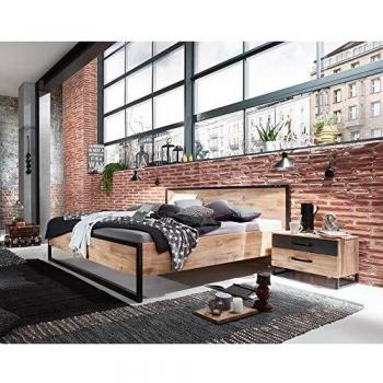 Lit Futon 160 x 200 cm avec Chevets Imitation Chêne