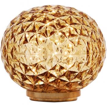 Lámpara mesa Kartell Mini Planet regulable con batería en tono amarillo, 16 cm de diámetro