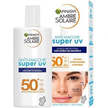 Garnier Ambre Solaire Super UV, Fluido Viso Protettivo ad Azione Anti-Macchie, SPF 50+, 40 ml