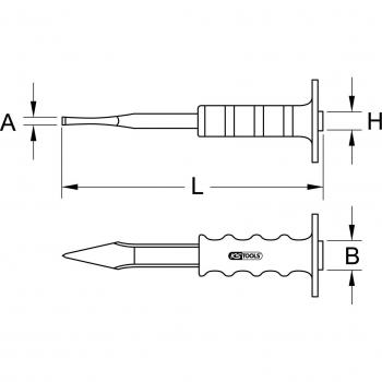 Ciseau-Ovale Sécurisé 250 mm KS TOOLS Burin Cruciforme