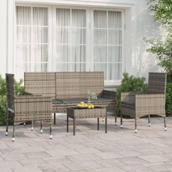 Set Divani da Giardino in Polyrattan 4 pz con Cuscini