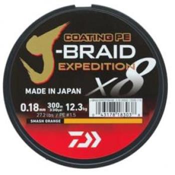Daiwa J-Braid Expedition X8E 0,20 mm 150 m Smash Orange – robustes Geflecht