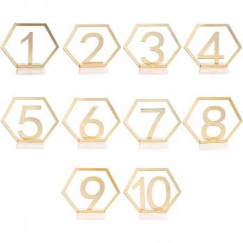 Hexagon Table Number Signs with Roman Numerals