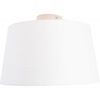 Plafoniera bianca paralume in lino 35 cm Rustica
