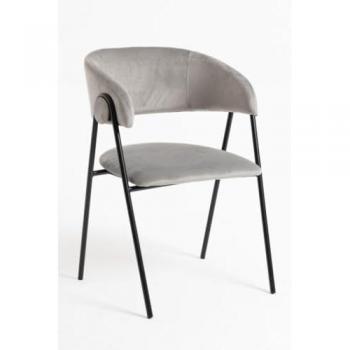 Silla de Comedor Mihu – Terciopelo Blanco-Gris