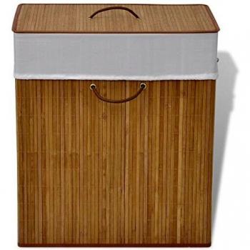Natural Bamboo Laundry Bin with Rectangular Shape, Vidaxl