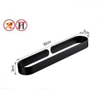 Porte‑serviettes aluminium noir massif (sans clous) – 60 cm