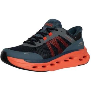 Skechers Men's Max Glide‑Step Performance Trainers – Navy/Orange, Size 6, Synthetic/Texture Blend