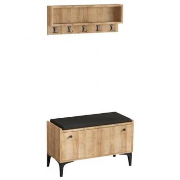 Usine Concept – Modèle Luana : Chaussures, banquette + vestiaire mural en bois