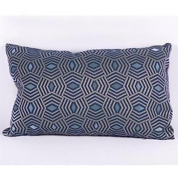 Cojín Geométrico Brillante Azul de 50x30 cm con Relleno de 380 g