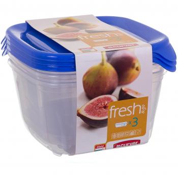 Curver Contenitori Fresh&Go Quadrati 3x1,2L Blu