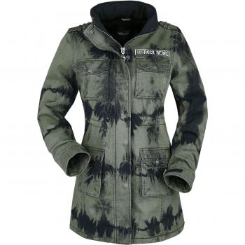 Olivenfarbene Damenwinterjacke von Rock Rebel by EMP mit Batikfinish