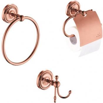 Antique Rose Gold Brass Bathroom Hooks and Towel Ring Set