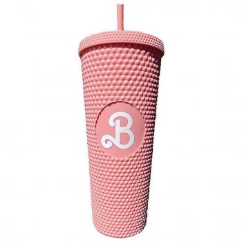 Bouteille d'Eau Barbie Cloutée en Caoutchouc Rose