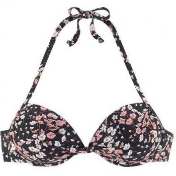 LASCANA Push-Up-Bikini-Top Blair, Damen, mit floralem Muster in Schwarz