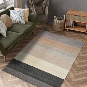 Tapis Kilim Unamourdetapis – Design Rectangle Beige & Bleu – 160x230 cm – Salon Intérieur