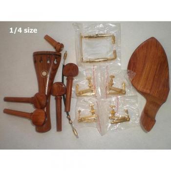 Set de pièces de violon en bois rose avec mentonnière dorée, 4 accordeurs et boyau de queue en nylon pour tailles 1/4, 1/2, 3/4 et 4/4