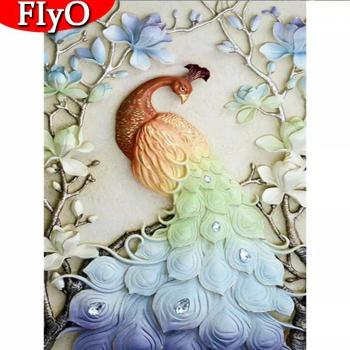 Mosaik Heimdekoration – Diamanten Pfau 20×30 cm Vollrunde