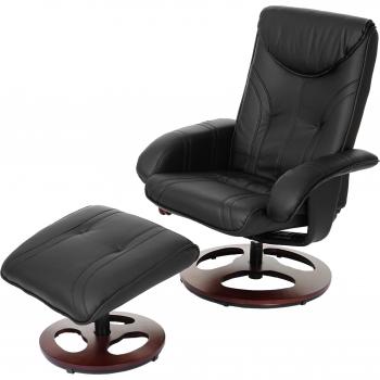 Fauteuil de relaxation moderne avec repose-pieds en simili cuir noir