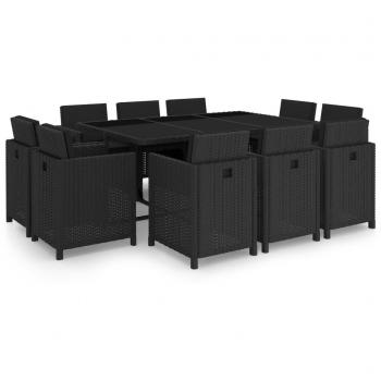 Comedor de Jardín 11 Piezas + Accesorios Rattan Negro – VidaXL
