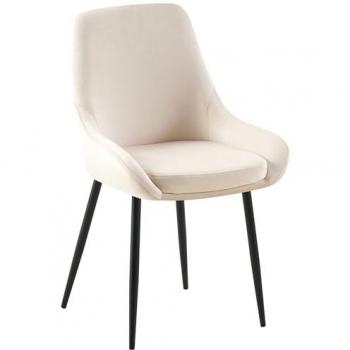 Sedia in velluto crema Elmira con gambe in metallo nero