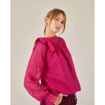 Niza Blusa Chic de Manga Larga con Lazada para Mujer