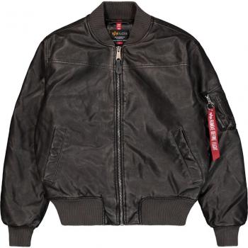 Chaqueta Bomber de Cuero Vintage Alpha Industries MA-1 FL para Hombre, Talla S