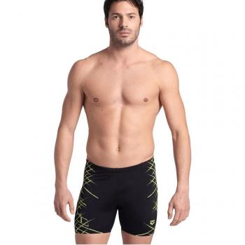 Arena Straight Lines Swim Mid Jamer Uomo Nero