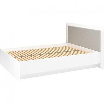 LANA‑131 Doppelbett in Weiß mit grauem Polster