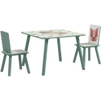 Set Tavolo Verde Maury – 3 pezzi (Bambini 3–8, MDF e Legno di Pino)