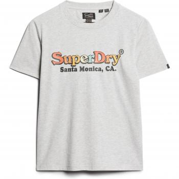 Camiseta Superdry W1011487A mujer logotipo arcoíris gris